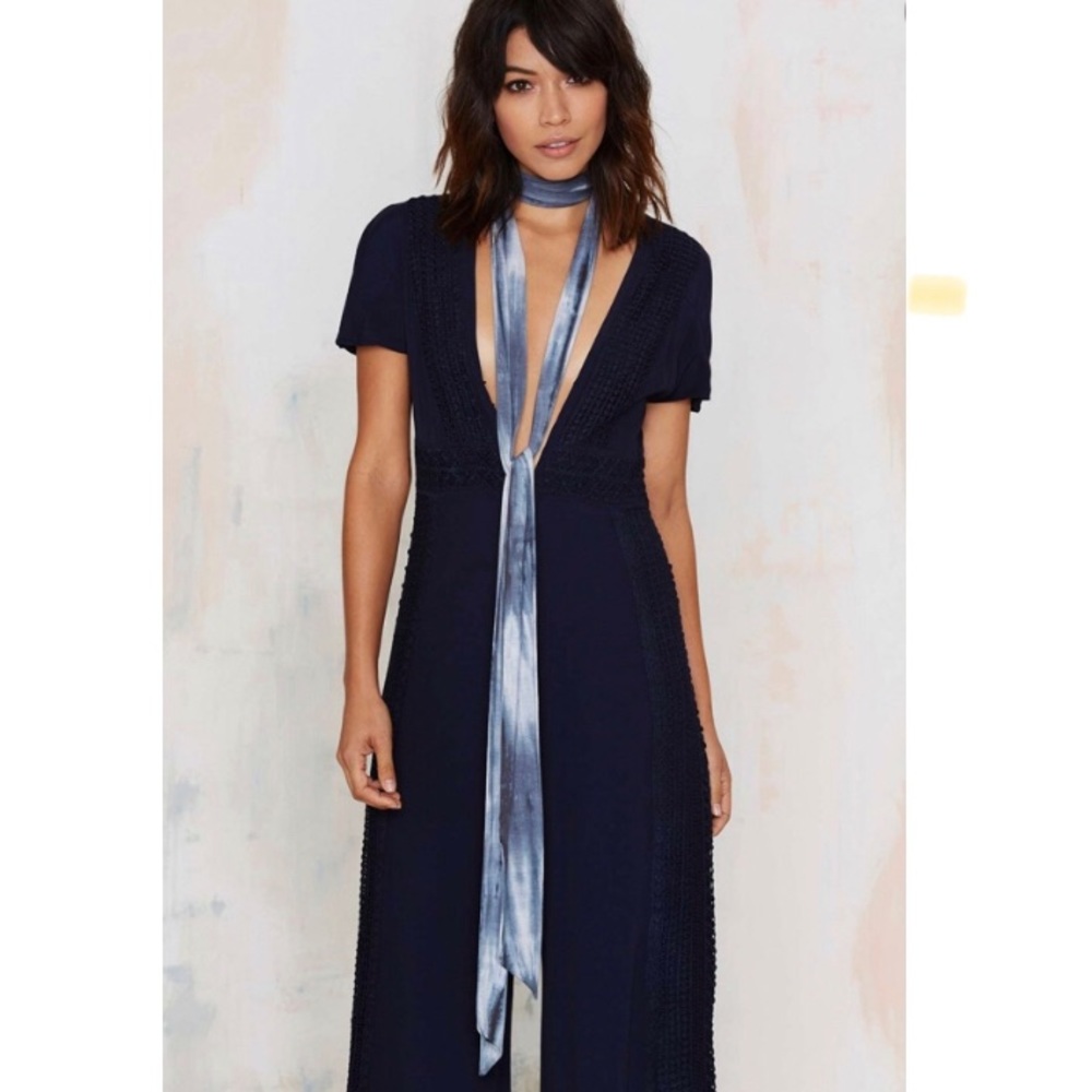 Nasty Gal Blue Tie Dye Long Scarf Skinny Scarf Y2K Festival Style